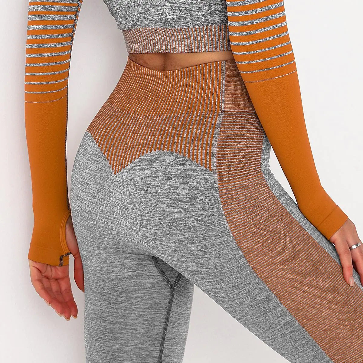 Seamless Striped Knitted Yoga Fitness Leggings