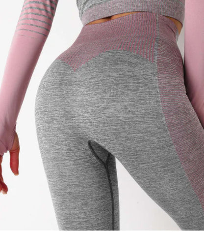 Seamless Striped Knitted Yoga Fitness Leggings