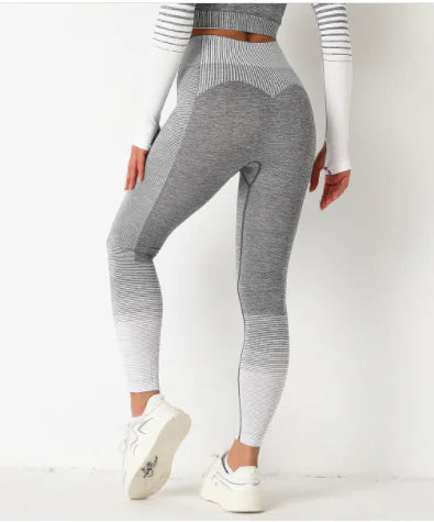 Seamless Striped Knitted Yoga Fitness Leggings