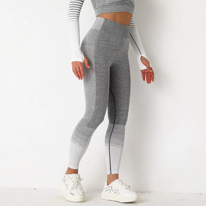 Seamless Striped Knitted Yoga Fitness Leggings